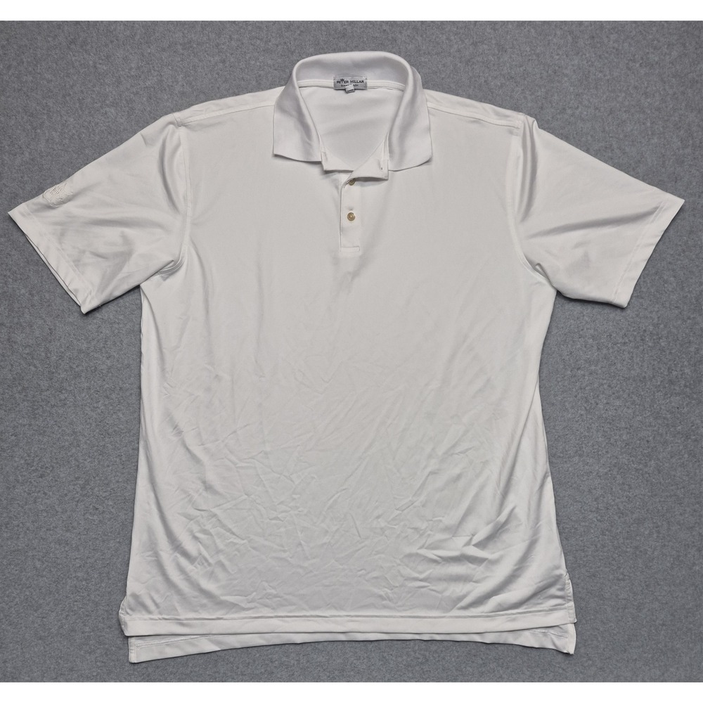 Peter Millar Polo Shirt Mens L White Summer Comfort Short Sleeve Performance